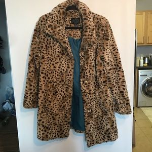 Lucky Brand Leopard Faux Fur Coat size xs
